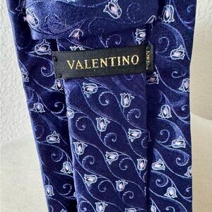 Valentino Navy Floral Silk Tie